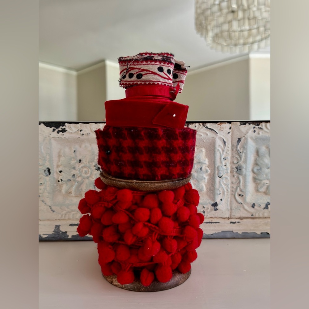 Tower of Red Ribbons Pompoms Trims